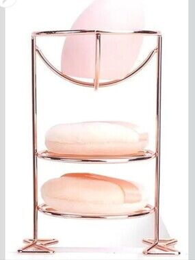 Rose Gold Makeup Sponge Stand, Puff Rest, 3 Tiers